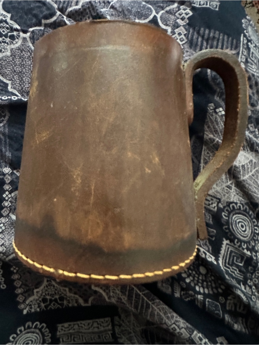 Handcrafted Brown Leather Beer Tankard Mug - Rustic Home Dining